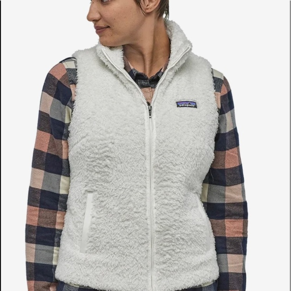 patagonia white fleece vest